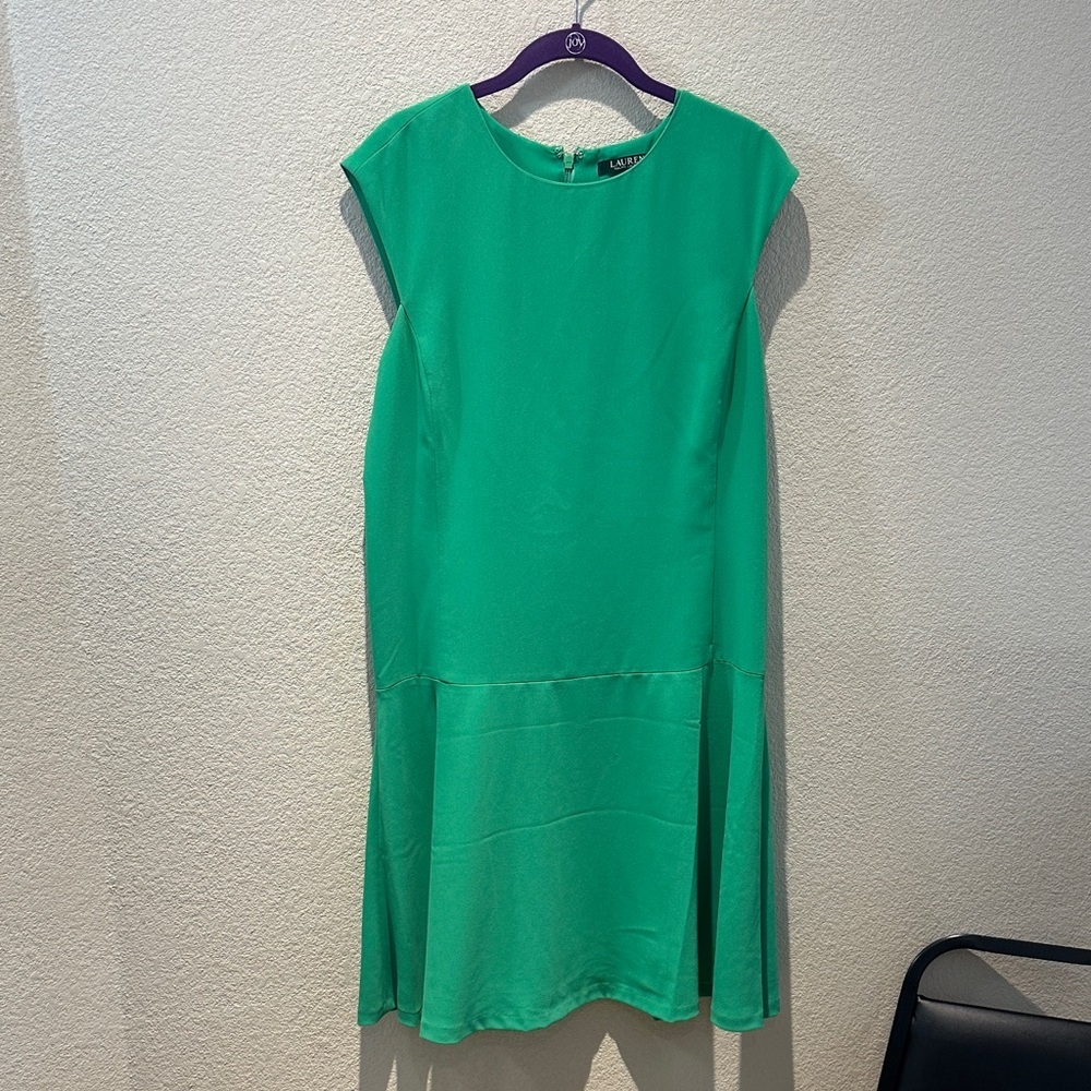 Lauren Ralph Lauren Emerald Green Cap-Sleeve Midi Dress Size 12